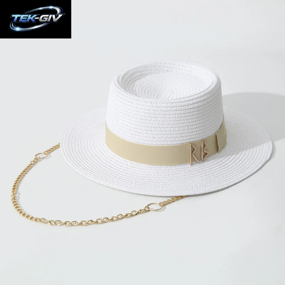 Sommer Strohhüte Für Frauen Band Dekoration Elegante Damen Party Kleid Hüte Reise Strand Sonnenhut Chapeau Femme