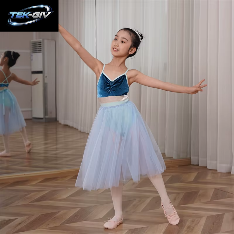 Heißer Verkauf 2 Schichten Weiche Kinder Mädchen Kinder Ausbildung Dancewear Weiß Blau Grau Ballett Tanz Röcke Halb Tüll Röcke