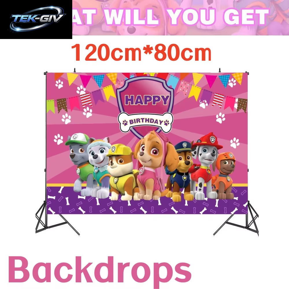 Rosa Paw Patrol Skye Geburtstag Party Dekorationen Skye Folie Latex Ballons Geschirr Teller Hintergrund Für Kinder Mädchen Party Supplies
