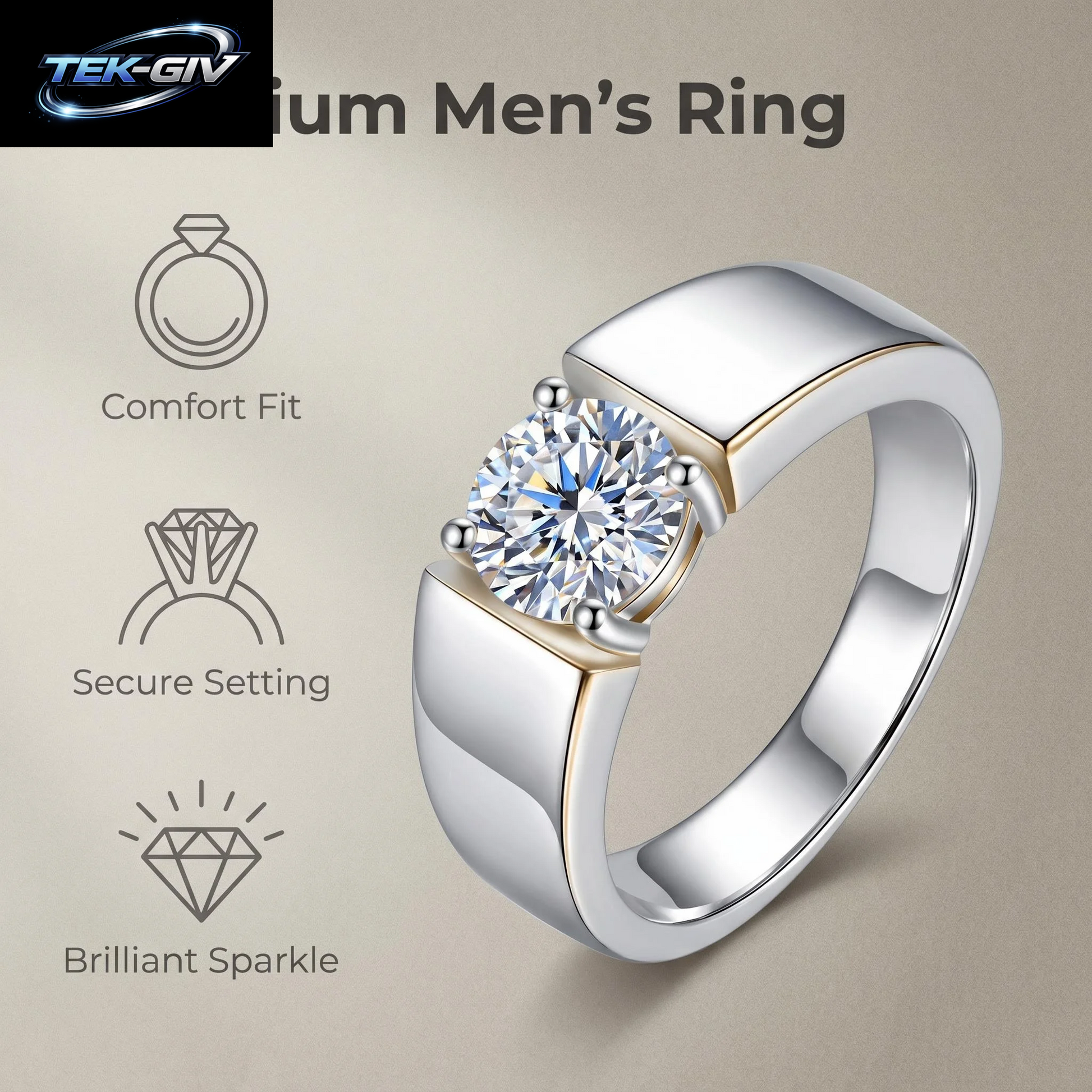 0,5-2CT D-Farbiger Moissanit-Ring Für Damen Und Herren, 925Er Silber, Passend Zum Ehering, Braut-Sterlingsilber, Weißgold