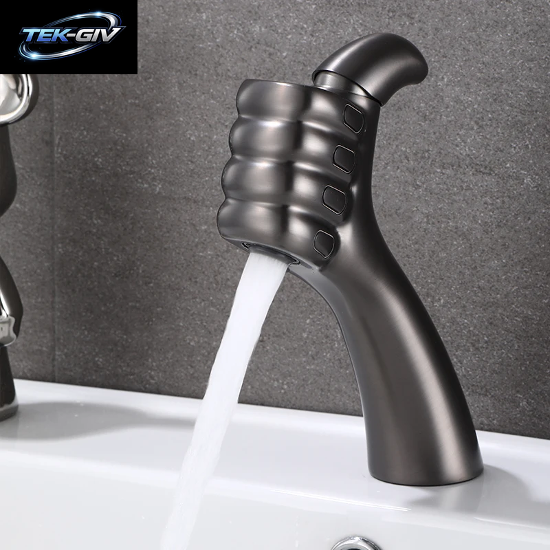BAKALA Einhand-Waschtischarmatur, Wasserhahn, Massives Messing, Chrom-Gold-Finish, Schwarz, Weiß, Waschbecken-Mischbatterie