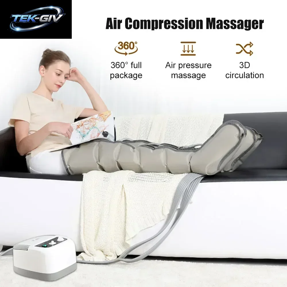 Elektrisches 6-Kammer-Luftkompressions-Beinmassagegerät, Körpermassagegerät Für Wade, Taille, Rücken, Fuß, Lymphdrainage & Muskeln