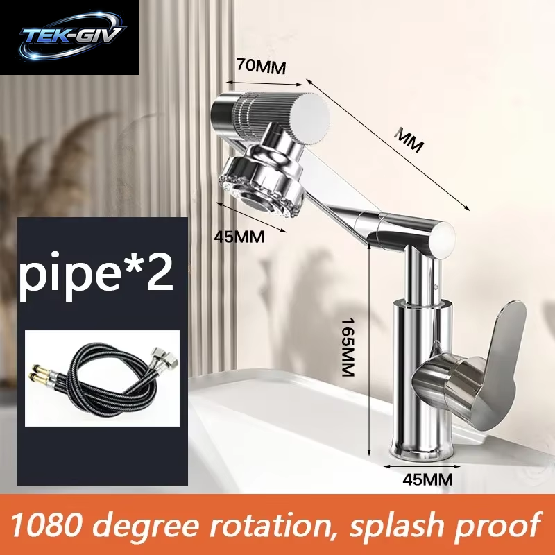 Küchenarmatur Küchenspüle Wasserhahn Edelstahl 1080° ° Rotierendes Wand-Wasserhahn-Waschbecken Für Kalt- Und Warmwasser Für Badezimmer Und Küche