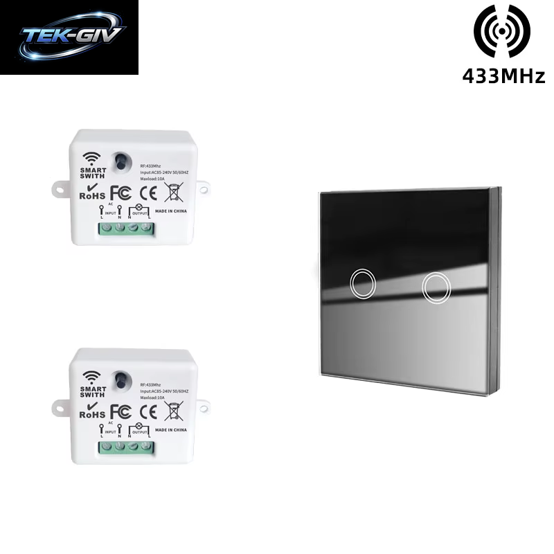 433 Mhz Intelligenter Lichtschalter Rf Wireless Touch Wandschalter Mit Fernbedienung Gehärtetes Glas Panel Schalter Für Zuhause LED LAMPE 220 V