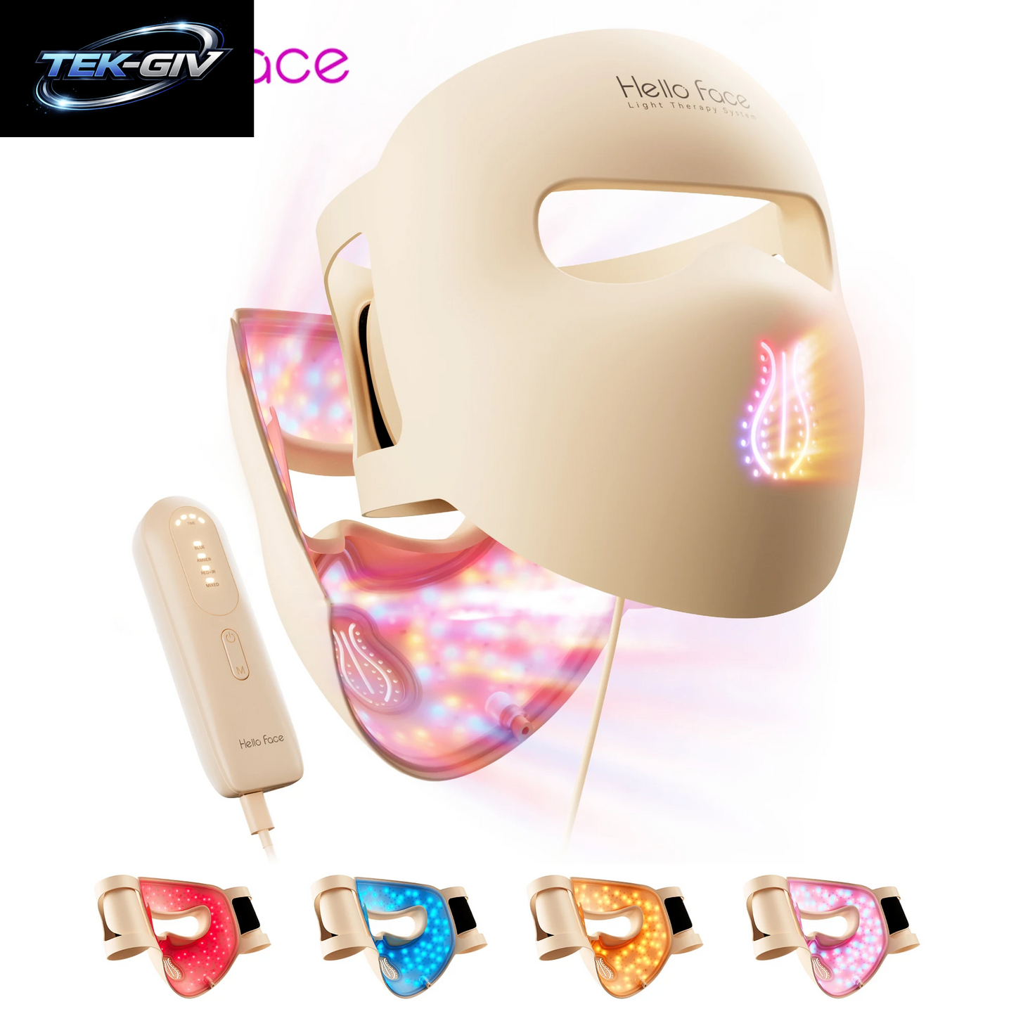 Hello Face M300 4D LED Lichttherapie Maske, 311 Leds, 4 Modi, Anti-Aging & Akne Pflege, Ergonomisches Silikon-Design, Gesichtsbehandlungsgerät Für Zuhause