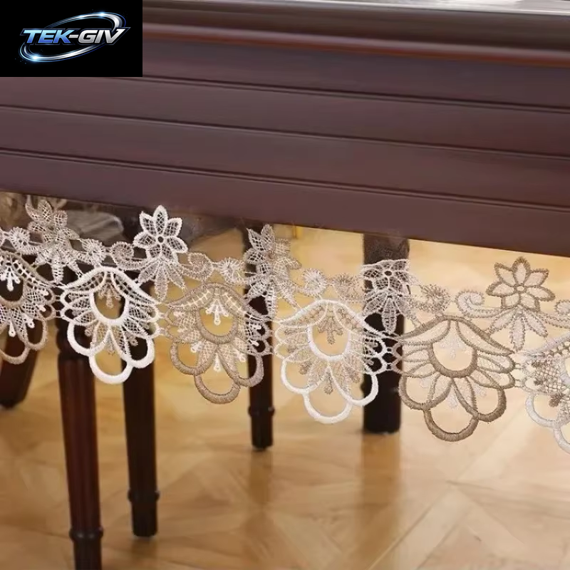 Spitze Bestickte Pvc-Tischdecke, Wasserdicht, Ölbeständig, Rechteckige Tischdecke, Transparent, Esstische, Abdeckung, Party-Dekoration
