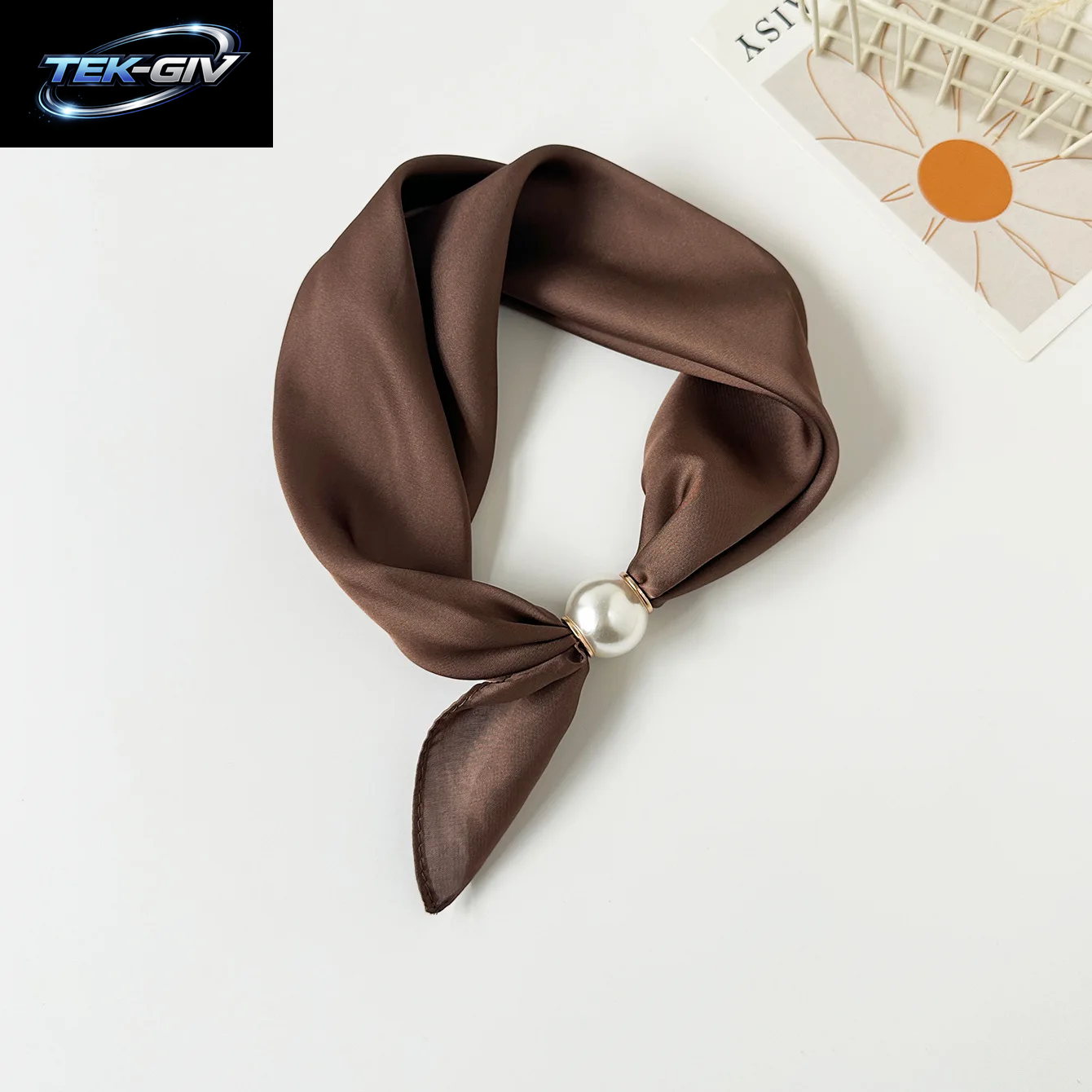 Schal-Kette Aus Seide Mit Magnetischem Anhänger, Dünner Perlen-Halstuch-Verschluss, Haarband, Schleifenband, Foulards Für Damen, Luxusmarken