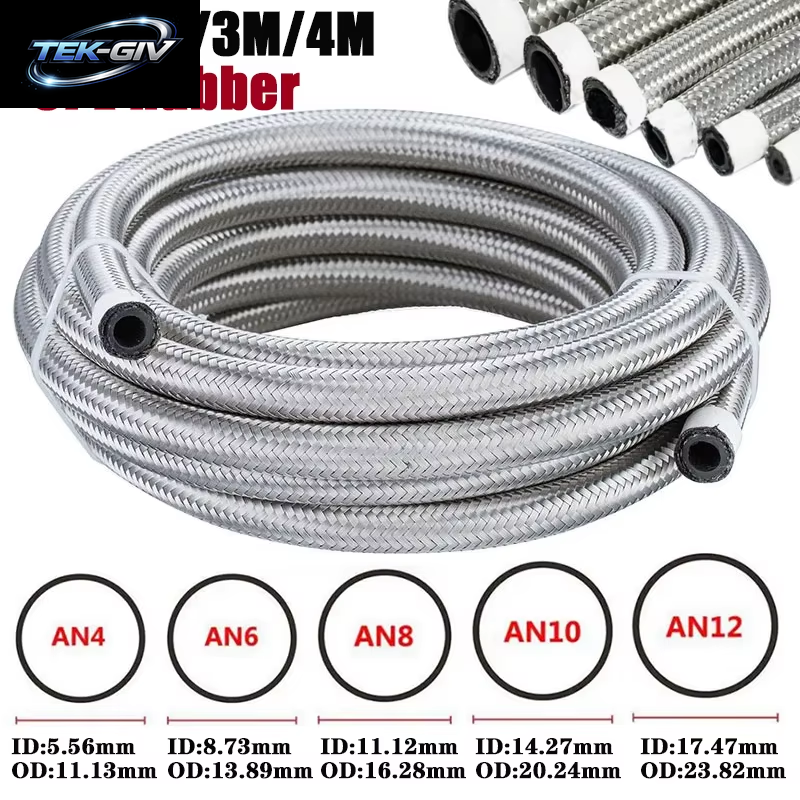 1M/2M/3M/4M 4AN 6AN 8AN 10AN 12AN Universal Auto Kraftstoff Schlauch Öl Gas Kühler Luft Linie Rohr Rohr Edelstahl Geflochtene CPE Gummi
