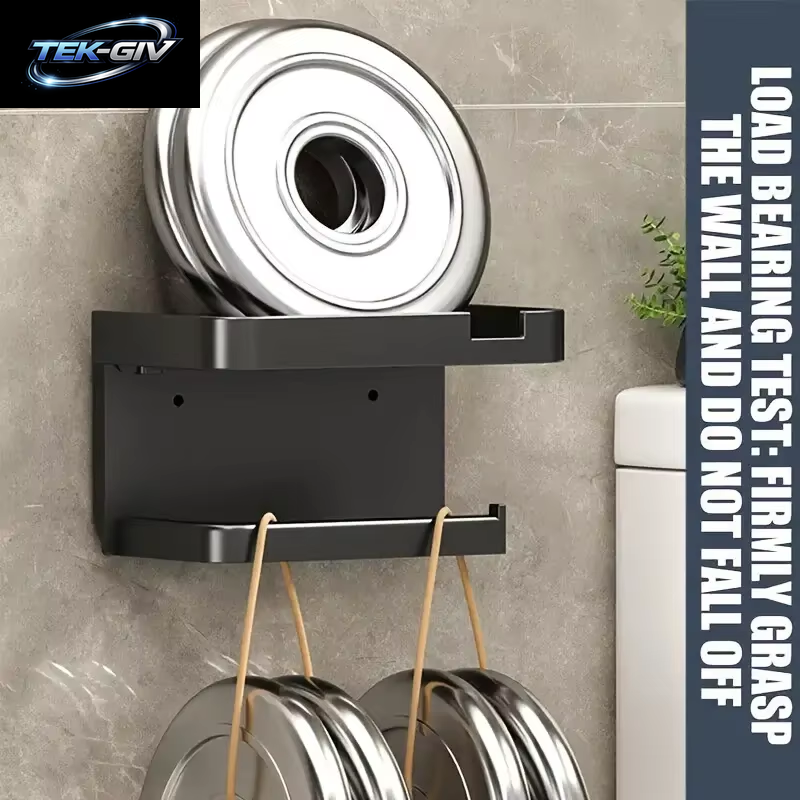 1 Packung an Der Wand Montierter Toiletten Papier Halter Ohne Bohrer Mit Regal Und Telefon Halter, Polypropylen-Material, Taschentuch Rolle Für Badezimmer