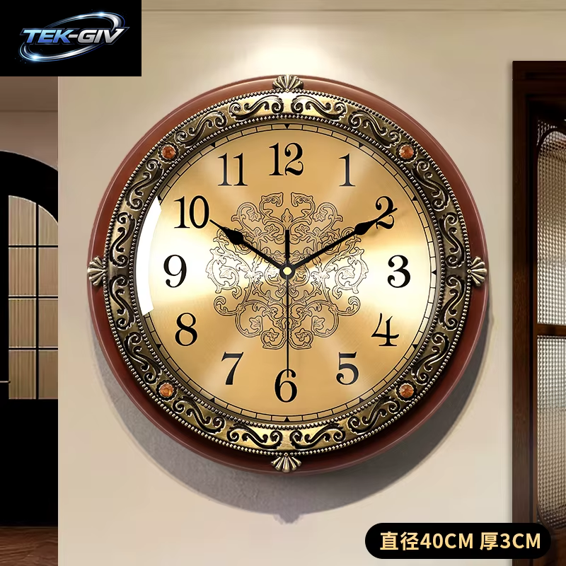 Europäische Retro-Wanduhr Aus Massivem Holz Für Das Wohnzimmer, 2025, Neue Amerikanische Stille Uhr, Wandbehang, Licht, Luxus, Hoher Sinn