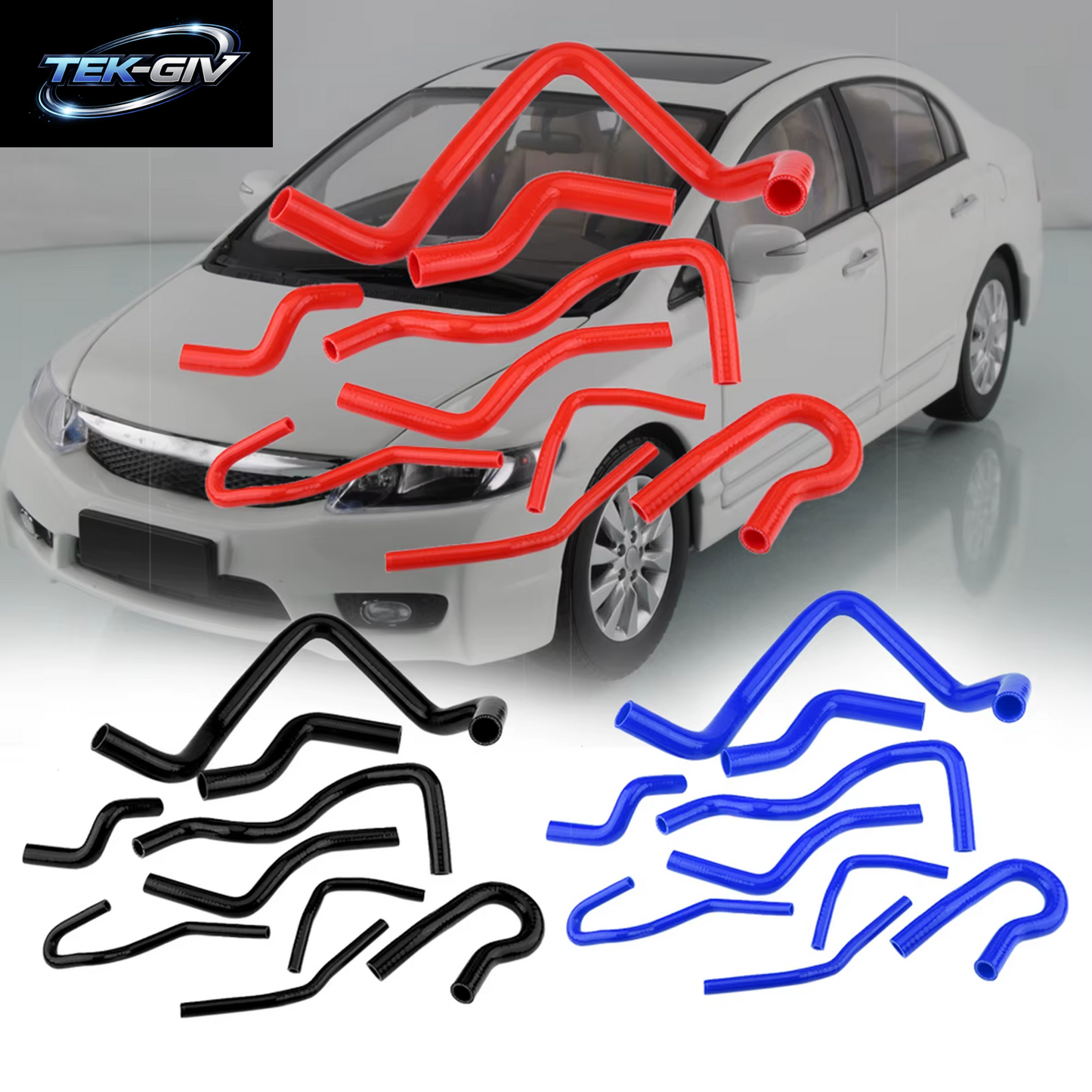 9 Stücke Rot Silikon Auto Kühler Schlauch Kit Für Civic D15 D16 Sohc Zb/Ek 1992 ‑ 2000