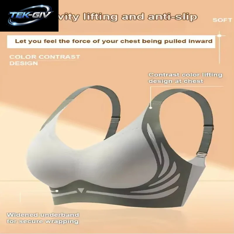 Leistungsstarker, Nahtloser Push-Up-Bh Für Damen, Gerafft, Kabelloser BH, Weich, Vollständige Abdeckung, Unterstützung, Verstellbare Unterwäsche, Anti-Durchhänger-Bh