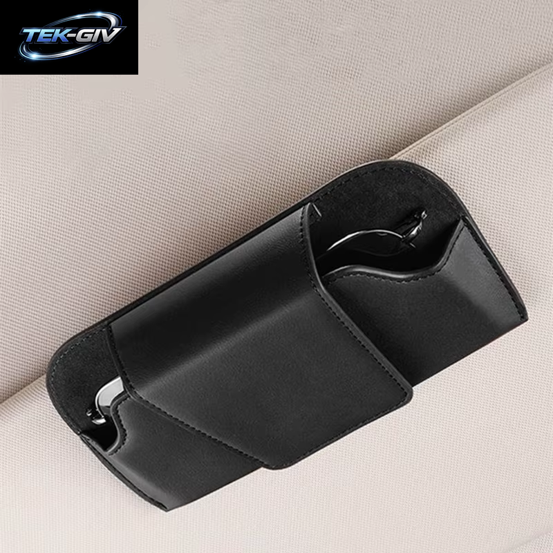 Auto Sonnenblende Brillenhalter Fall Sonnenbrille Clip Leder Brillenbox Karte Ticket Magnetverschluss Organizer Brillenaufbewahrung