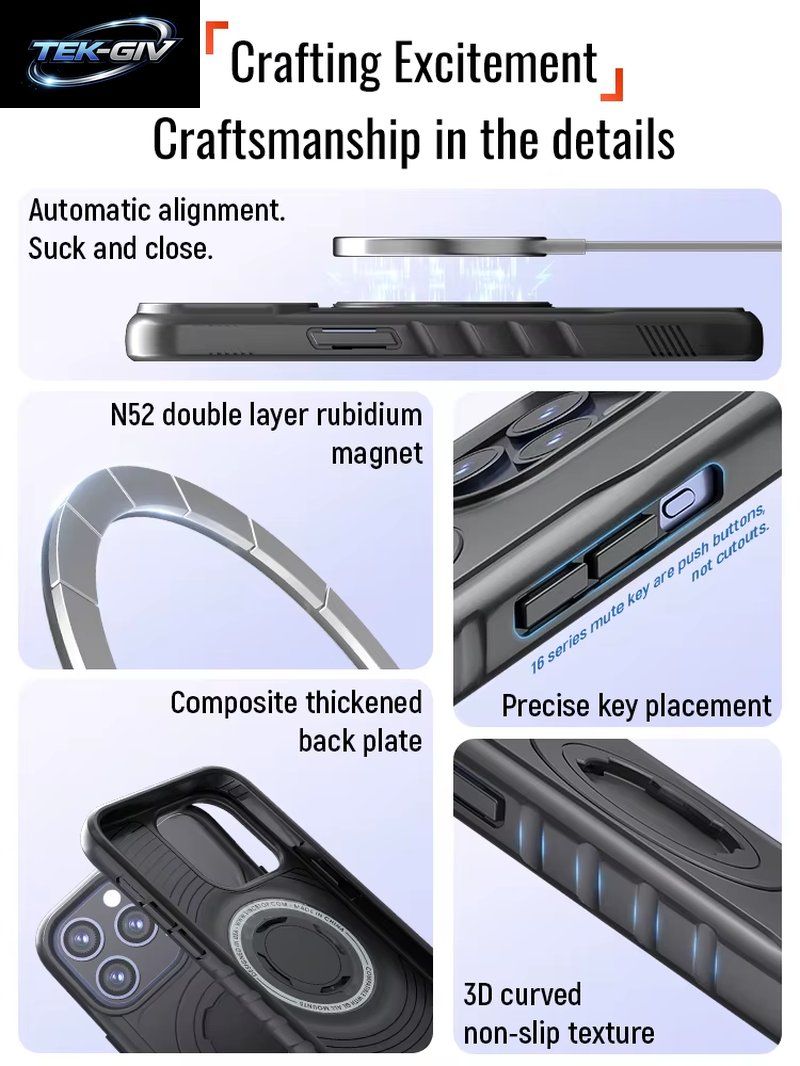 Magnetische, Stoßfeste Hülle Für Iphone 17, 16, 15, 14, Pro Max, Ladeabdeckung Mit Sperrdesign, Passend Für Quad-Stil-Motorräder/Fahrräder