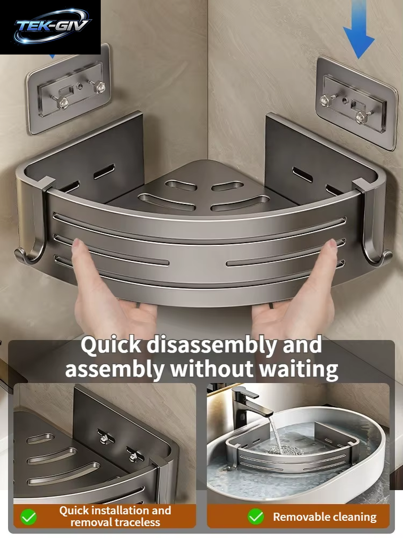 Keine Notwendigkeit, Wand Zu Bohren Für Die Installation, Badezimmerregal Aus Aluminium, Shampoo-Regal, Aufbewahrungshalter, Küchen-Organizer, Wandregal