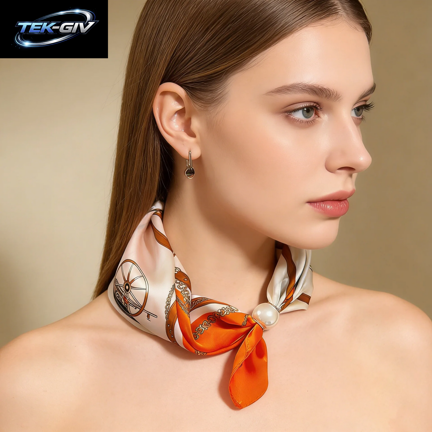 Schal-Kette Aus Seide Mit Magnetischem Anhänger, Dünner Perlen-Halstuch-Verschluss, Haarband, Schleifenband, Foulards Für Damen, Luxusmarken