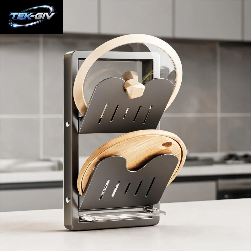Küche Topf Deckel Klammer Praxis Wand Montiert Carbon Stahl Rack Für Pfanne Deckel Und Schneidebrett Lagerung Platzsparend M4YD