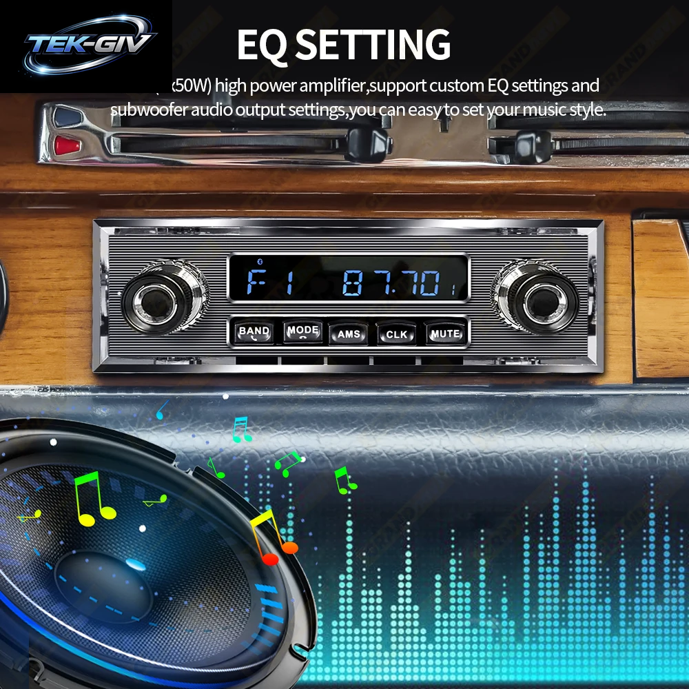 Grandnavi 1 Din Autoradio Mp3-Player Oldtimer Retro Audio Stereo Unterstützung FM AUX EQ Usb-Eingang In-Dash Bluetooth Für Benz