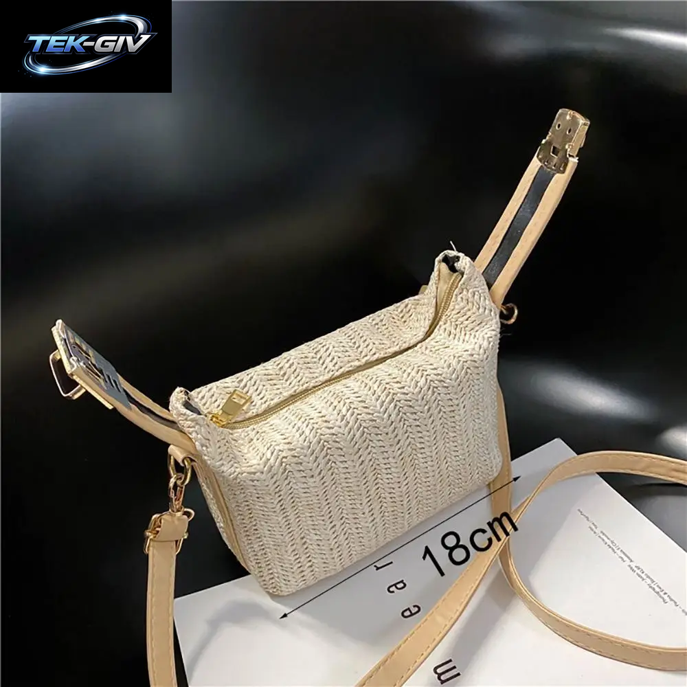 Mode Mit Hardware-Schloss Umhängetasche Trend Ige Große Kapazität Einfache Stroh Handtasche Weichen Griff Strand Tasche Frauen Mädchen