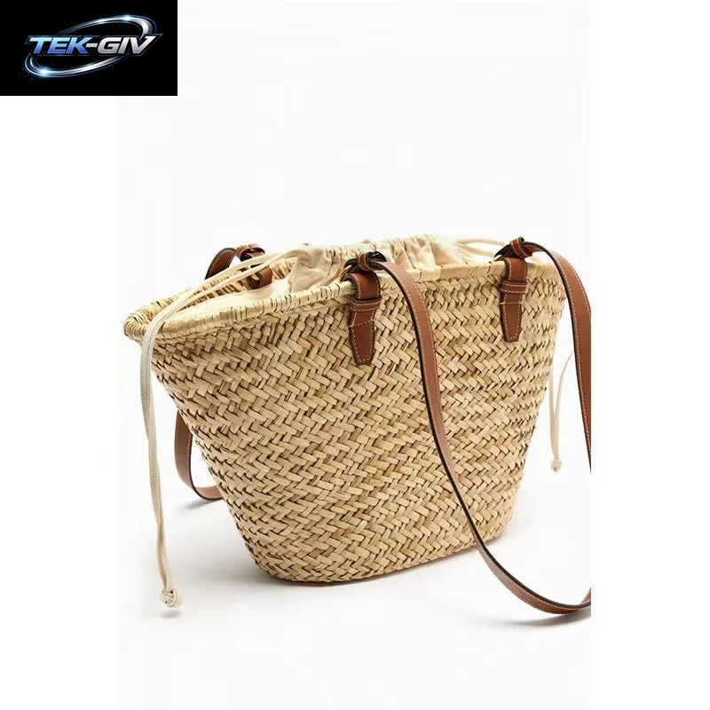 Naturgras-Schultertasche Aus Stroh, Nischen-Webtasche, Strandtasche Für Den Urlaub Am Meer