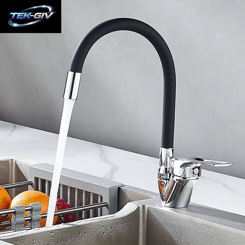 Küchenspüle-Wasserhahn, Warm- Und Kaltwasser-Mischbatterie, 360 Grad Drehbar, Flexibler Schlauchhahn, Deckmontage, Einloch-Wasserhahn Für Die Küche