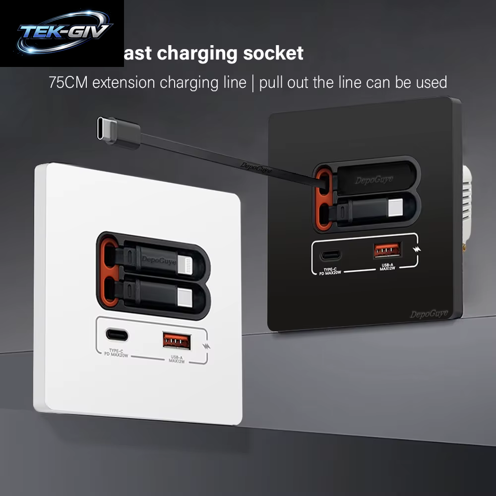 EU Universal 20W USB C Smart Steckdose Panel Mit Dual Typ-C Schnellladeanschlüssen Steckdose, Handy-Lade-Typ-C-Buchse