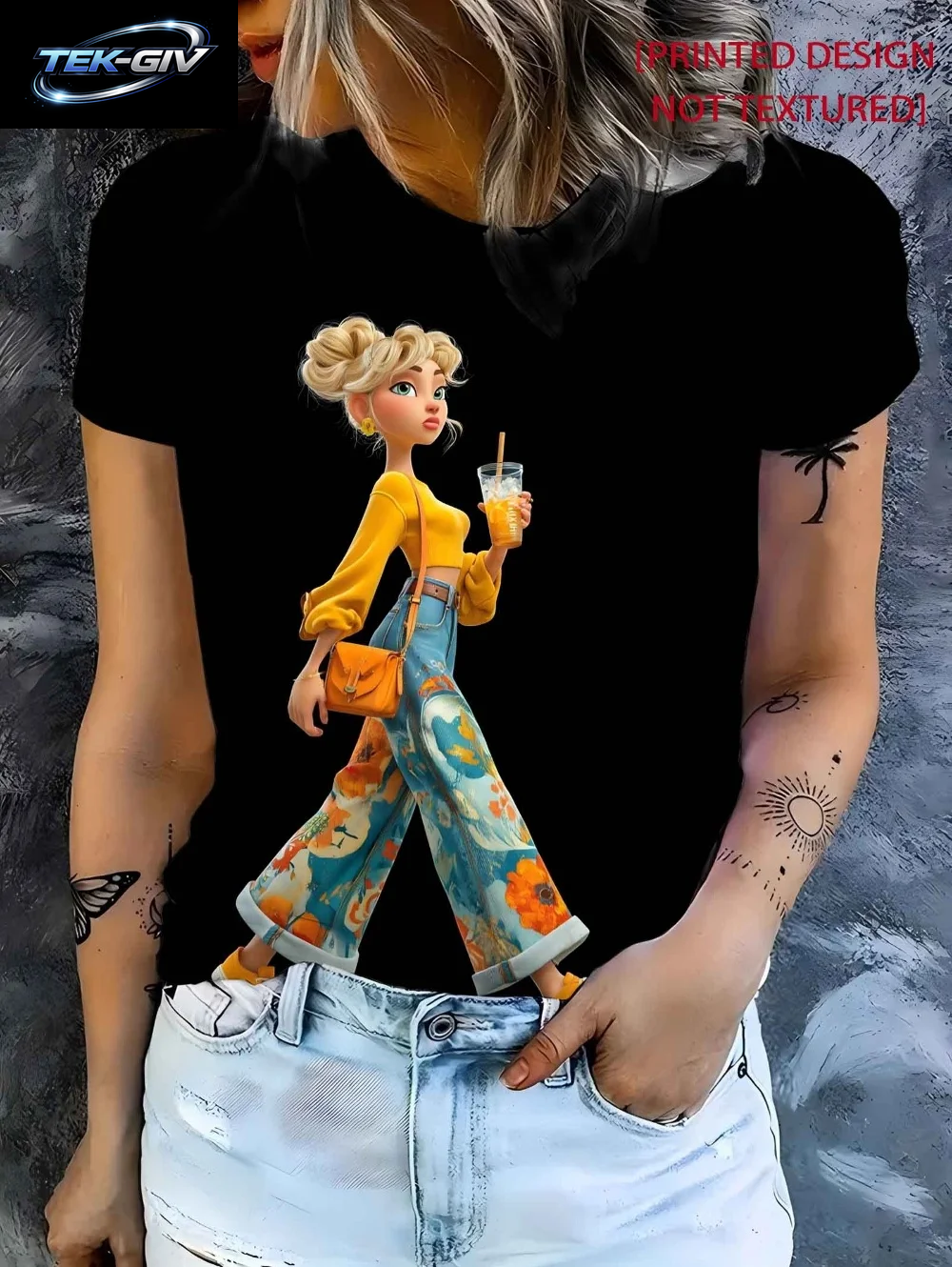 2026 Frühling Sommer Süßes Mädchen-Motiv T-Shirt Locker Sitzend Damen Lässig Lustige Grafik Streetwear Bequeme Kurzarm Damenbekleidung