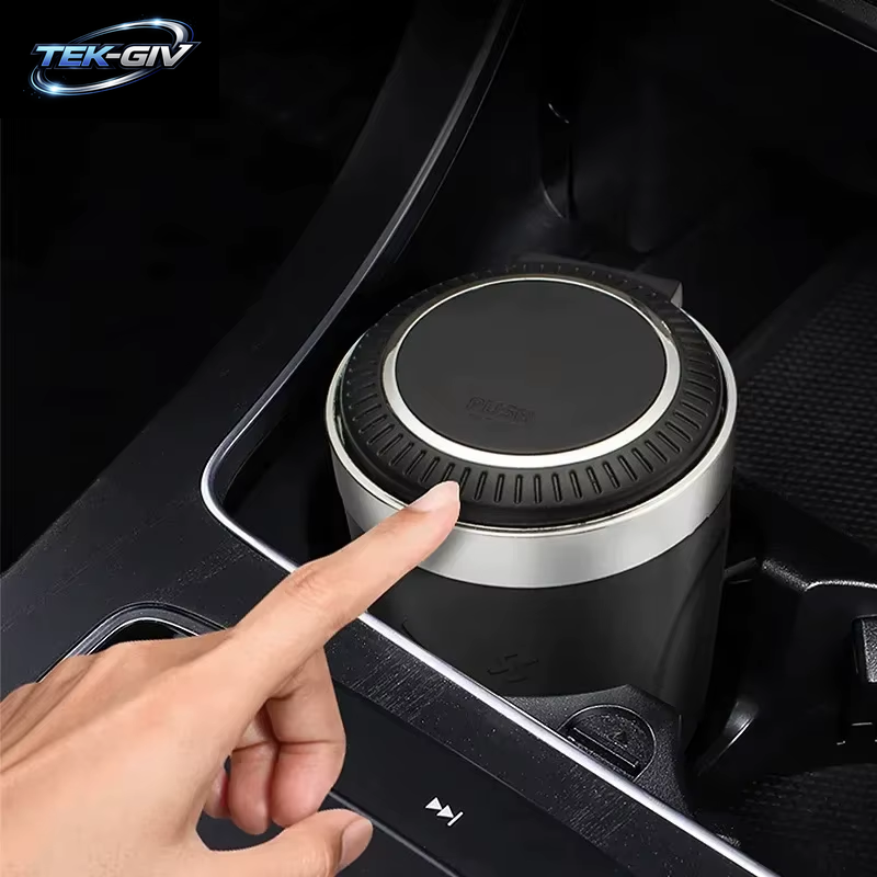 Auto-Aschenbecher Mit Led-Licht Universeller Legierungs-Aschenbecher Feuerhemmender Zigarettenhalter Autozubehör