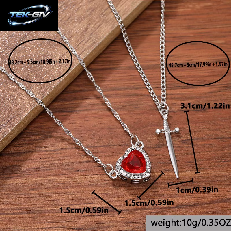 Herz Schwert Paar Halskette Romantische Valentinstag Geschenk Schmuck Sterling Silber Passendes Set Für Frauen Männer
