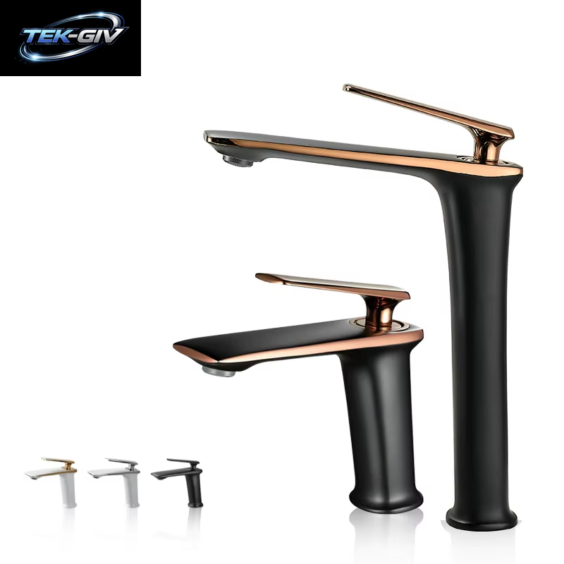 BAKALA Luxus Schwarz Rose Gold Waschbecken Wasserhähne Moderne Weiß Wasserhahn Badezimmer Luxus Becken Wasserhähne Heiß Kalt Wasser Waschbecken Mischbatterie