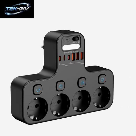 4000 W Eu-Stecker Steckdosenleiste Multifunktionssteckdose Intelligentes Nachtlicht Unabhängiger Schalter Europäische Standardsteckdose Mit Usb-C-Anschlüssen