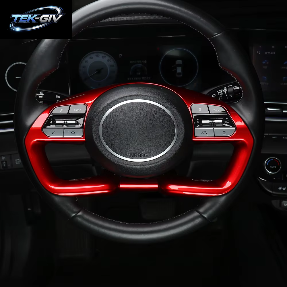 1 Stücke Rot Lenkrad Trim Rahmen Abdeckung Innen Neue Dekoration Styling Für Hyundai Elantra CN7 2021 2022 2023 LHD RHD
