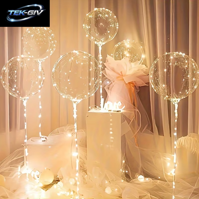 6 Leds Leuchtende Transparente Luftballons Für Hochzeiten, Geburtstage, Junggesellenabschiede (Batterie Nicht Im Lieferumfang Enthalten), Valentinstag, Jahrestag