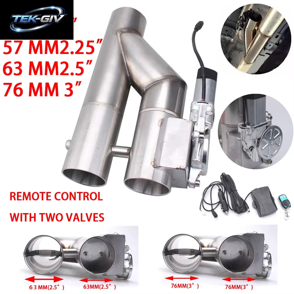 Universal 2 " 2,25'' 2,5'' 3" Doppelventil Elektrische Auspuff Cut Out Ventil Auspuffrohr Schalldämpfer Kit