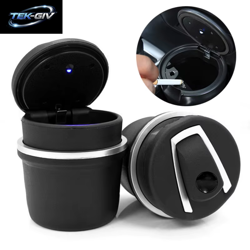Universal 2 in 1 Car Ashtray Storage Box Holser Brackets Organizer Multifunction Vehicle LED Ashtray Auto Accessories Interior