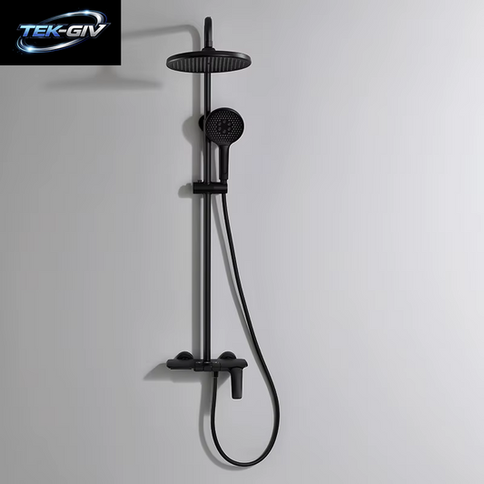 VGX Duschsystem Set Gold Badezimmer Duschkopf Set Luxus Duscharmatur Set 3-Wege Regendusche Mischbatterie Schwarz Grau Chrom