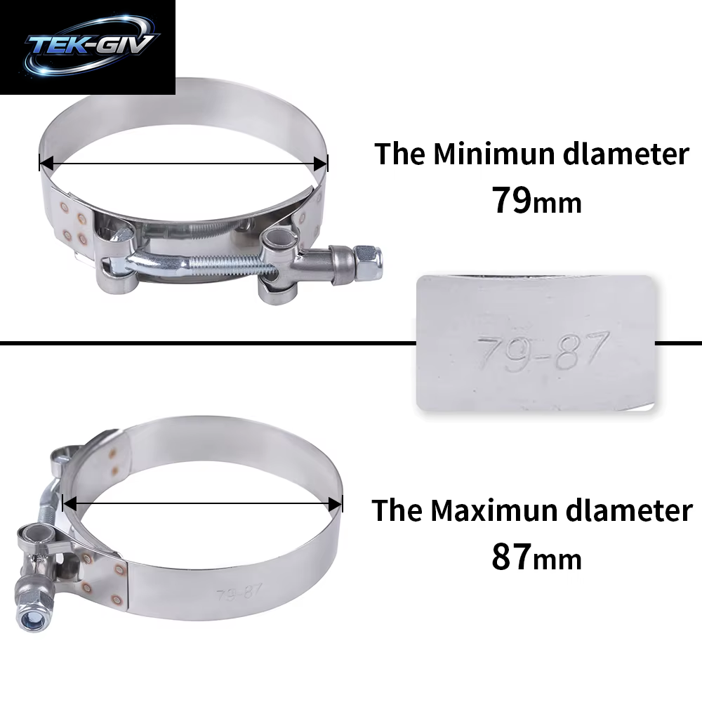 T-Bolzen-Auspuffklemme, 2,0" 2,25" 2,5" 2,75" 3,0" 3,25" 3,5" 3,75" 4,0", Ansaug-Turbo-Auspuff, Ladeluftkühler-Silikonkupplung