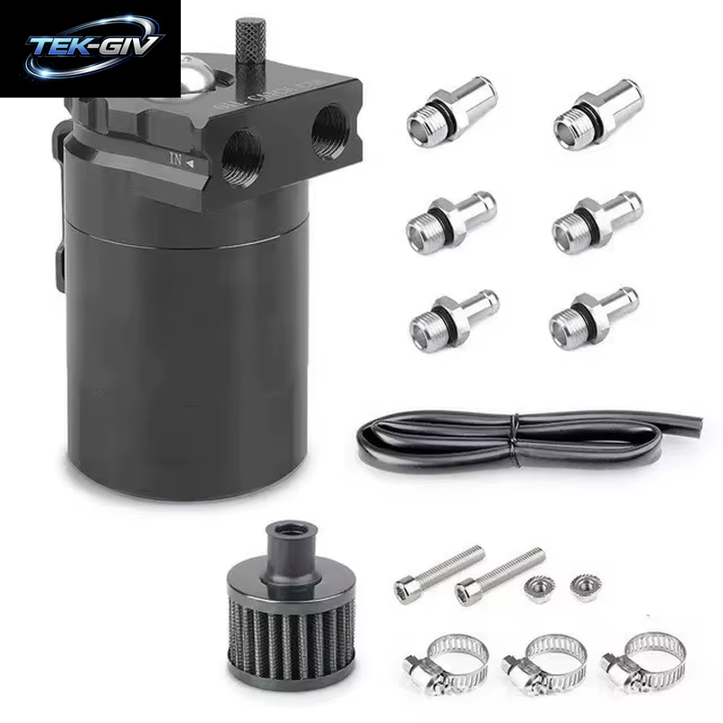 Universal Auto Schallwand Öl Catch Kann Tank Kit Mit Entlüftung 300 Ml Aluminium Polnischen Motor Luft Öl Separator Tank Reservoir Kit