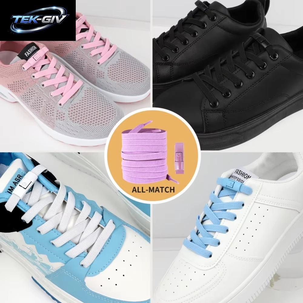 Neu Ohne Krawatten, Elastische Schnürsenkel, Keine Krawatte, Schnürsenkel, Press-Lock-Schnürsenkel, Sneaker, Kinder Und Erwachsene, 8 Mm, Verbreiterte Flache Schnürsenkel Für Schuhe