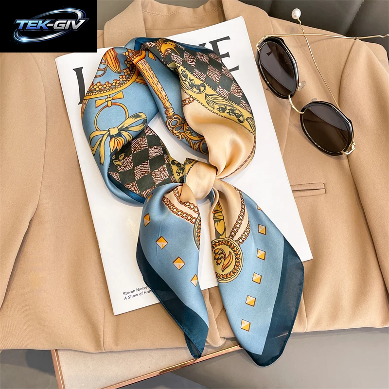60 Farben Luxus-Schal Für Damen 70*70Cm Seidengefühl Quadratisches Haartuch Foulard Satin-Schal Großformatiges Kopftuch Hijab Taschentuch