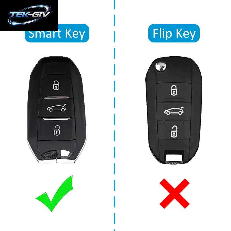 Carbon Fiber Smart Key Fob Abdeckung Fall Kette Ring Für Peugeot 308 508 2008 3008 5008 Citroen C3 C5 Aircross DS 9 3 7 Crossback