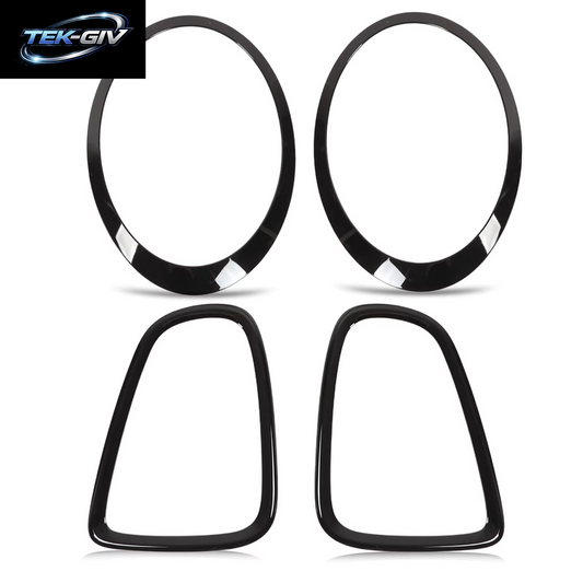 4Pcs Gloss Black Headlight & Taillight Surround Cover Trims for Mini R56 R57 R58 R59 Cooper S & JCW 2007-2015