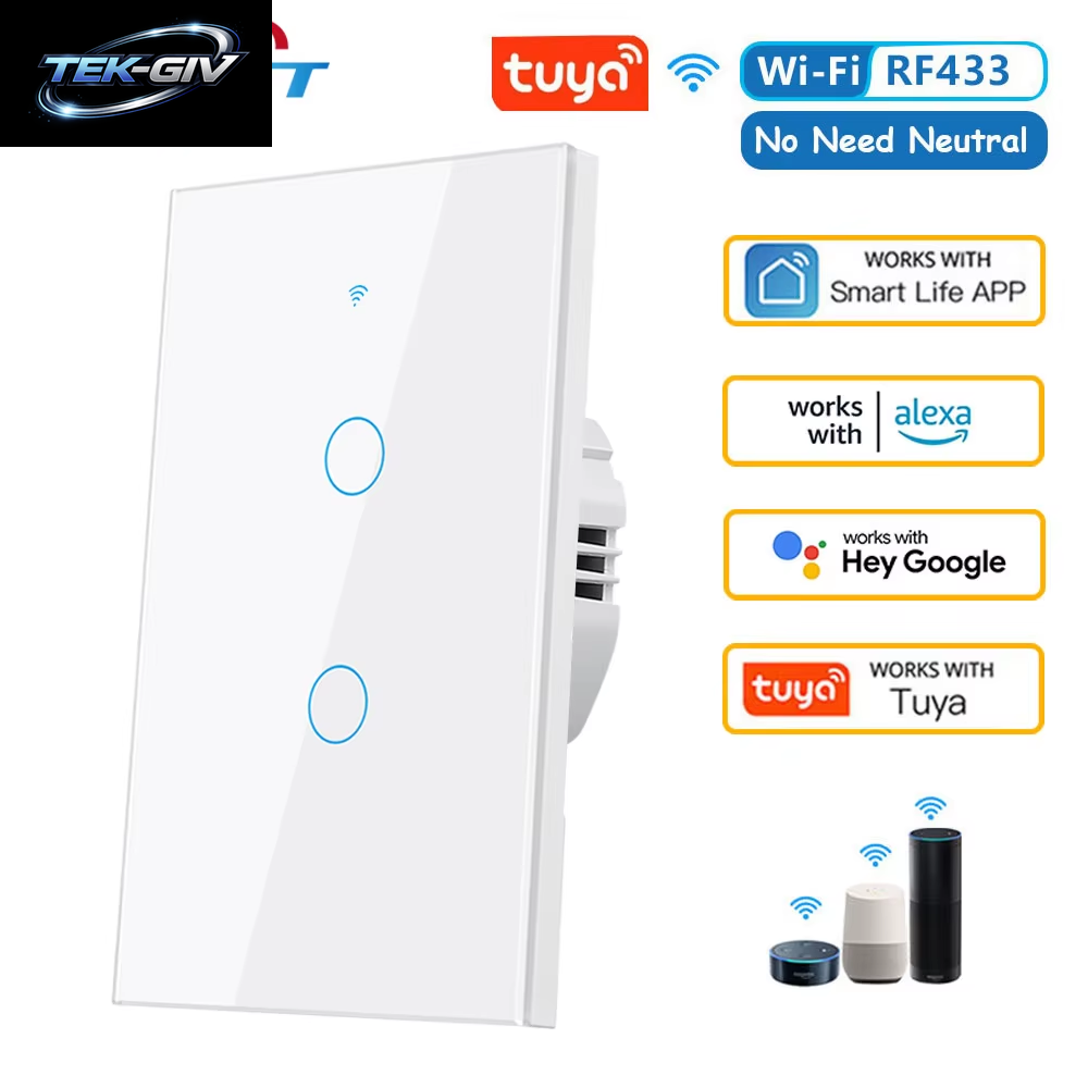 Tuya Smart Switches UNS RF433 1/2/3 Gang Kein Neutralleiter Touch Sensor LED Licht Wifi Wand Schalter Smart Home Alexa Google Hause
