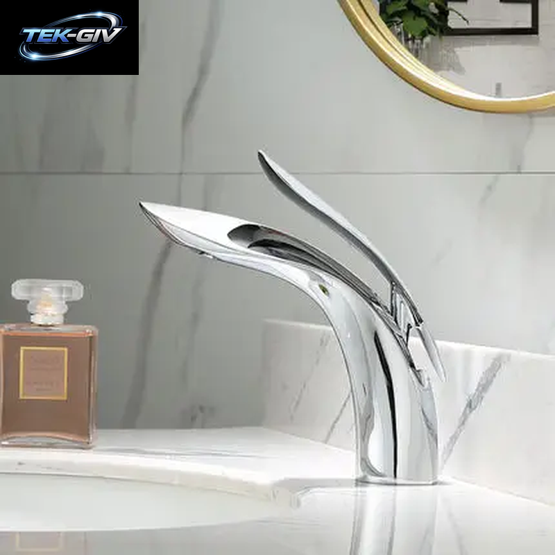 Becken Armaturen Moderne Rose Gold Bad Wasserhahn Wasserfall Einzigen Loch Kalt-Und Warmwasser Hahn Waschbecken Wasserhahn Mischer Wasserhähne XT-423