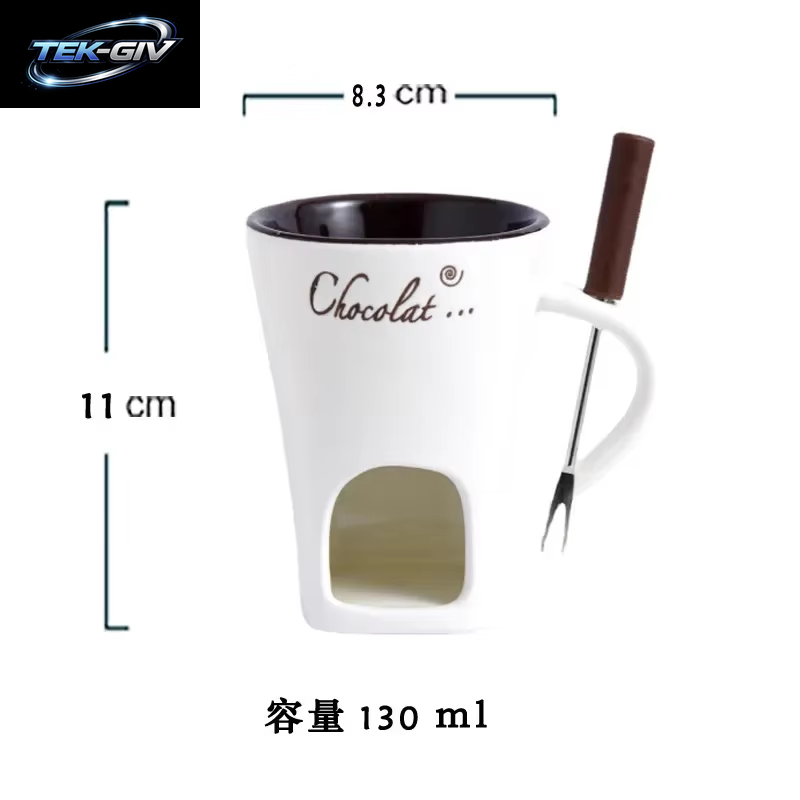 130ML Europäische Kerze Tasse Käse Schokolade Schmelzen Keramik Becher Heizung Lebensmittel Keramik Becher Mit Gabel Kreative Kaffee Becher Geschirr
