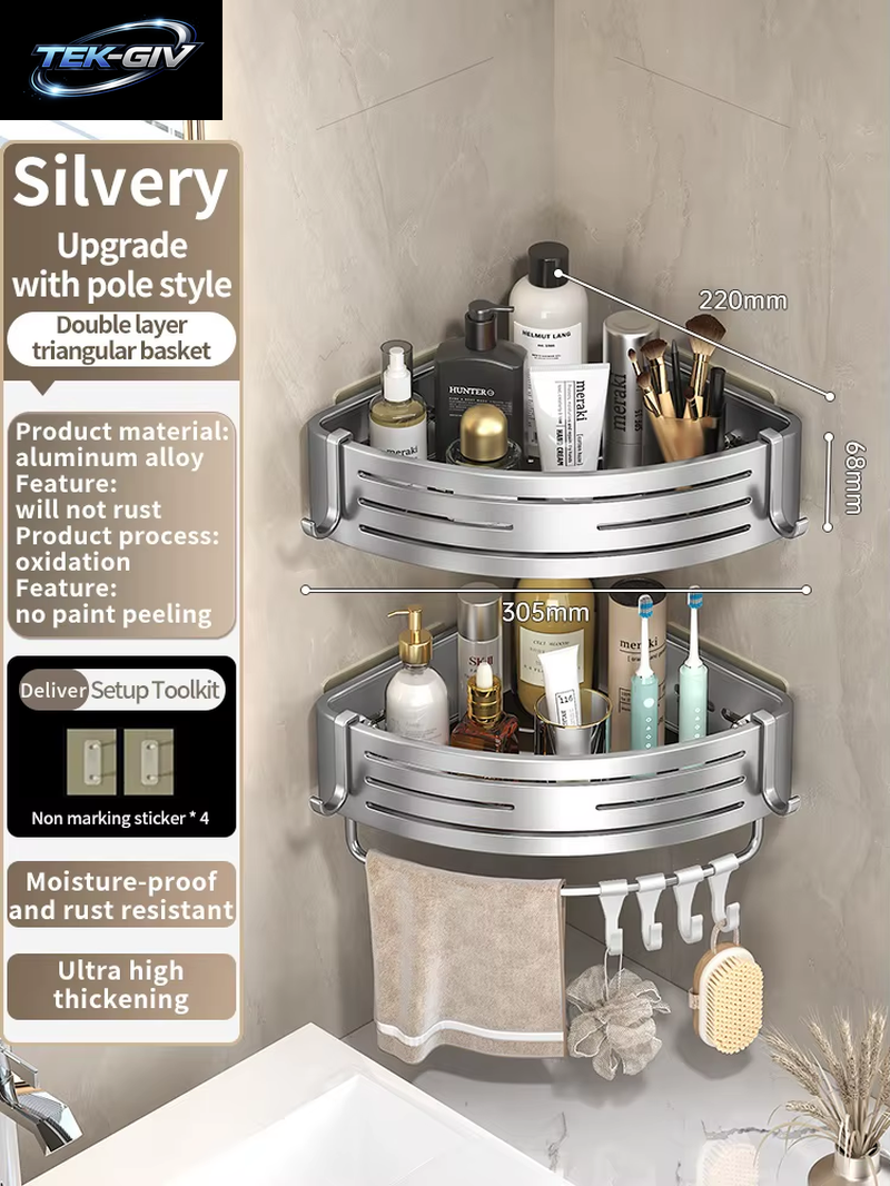 Keine Notwendigkeit, Wand Zu Bohren Für Die Installation, Badezimmerregal Aus Aluminium, Shampoo-Regal, Aufbewahrungshalter, Küchen-Organizer, Wandregal