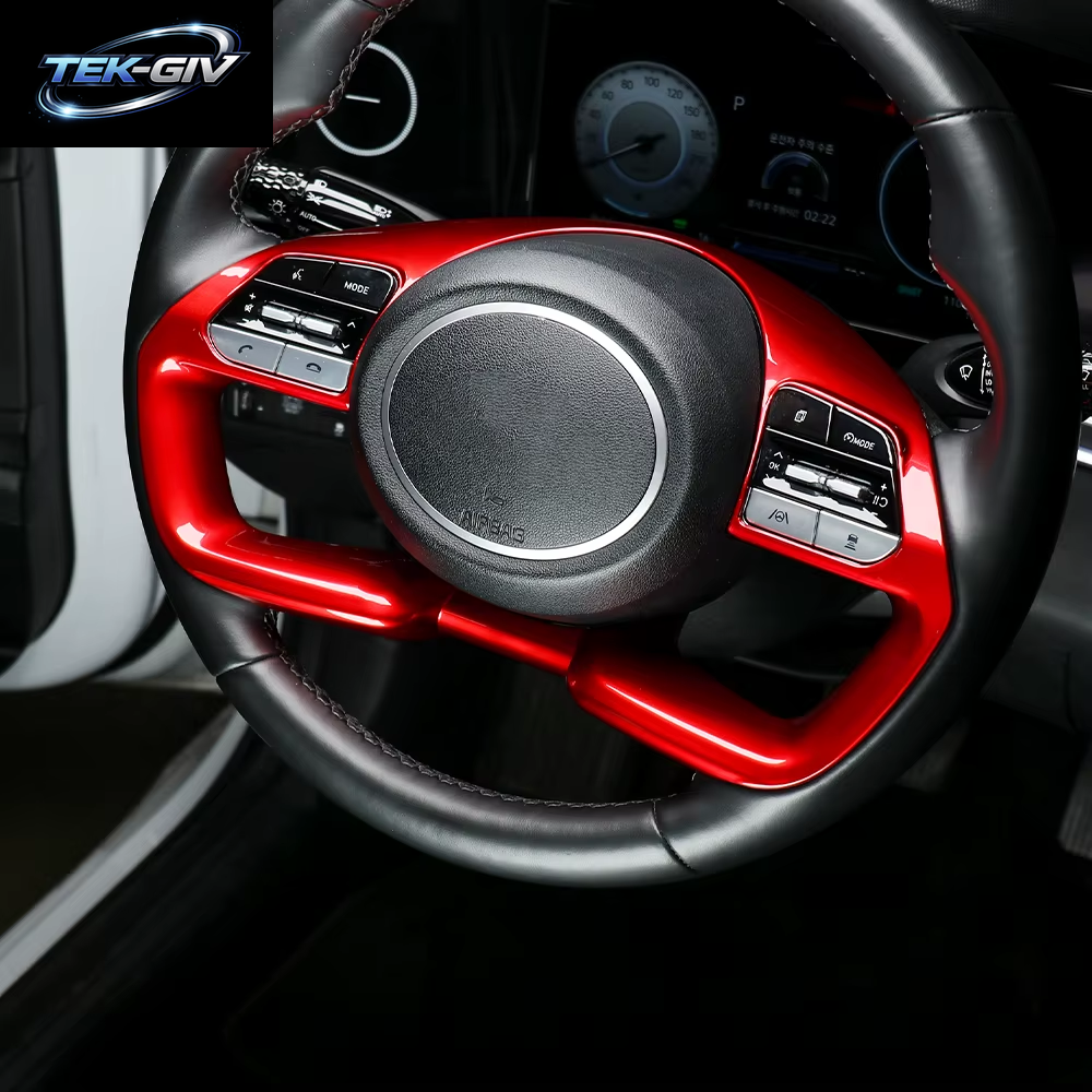 1 Stücke Rot Lenkrad Trim Rahmen Abdeckung Innen Neue Dekoration Styling Für Hyundai Elantra CN7 2021 2022 2023 LHD RHD