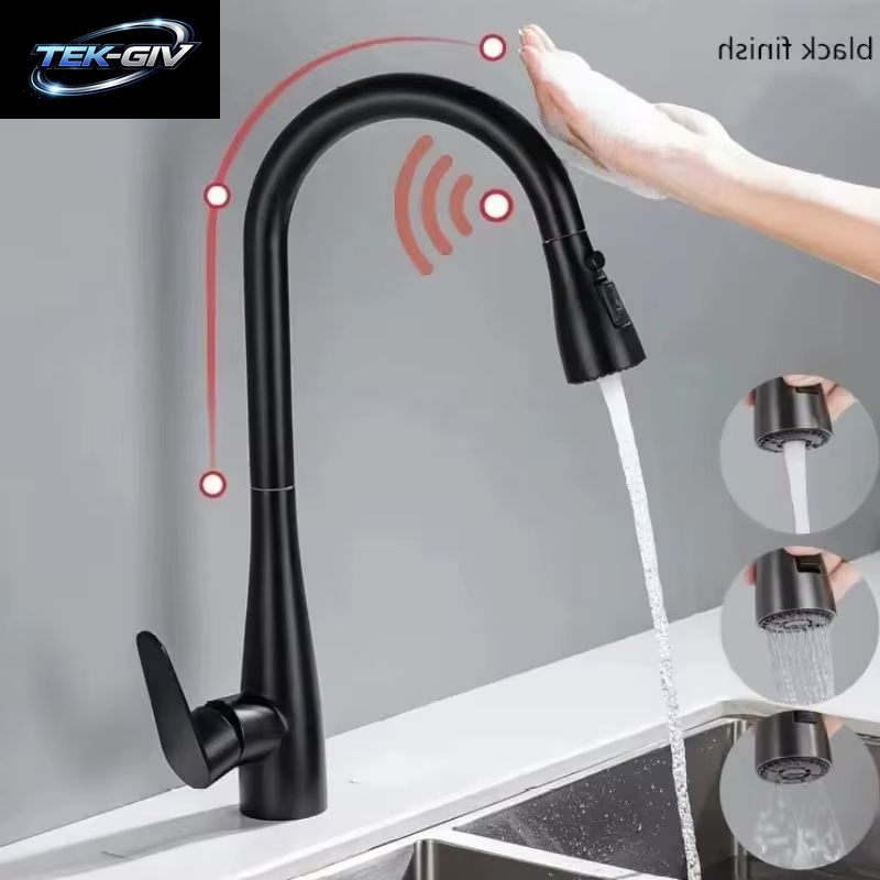 GEGVE Smart Touch Küchenarmaturen Aus Edelstahl 304, Abnehmbarer Sensor, Waschbecken-Wasserhahn, Teil, Mischbatterie, Israelischer Küchenarmatur, Gebürstet