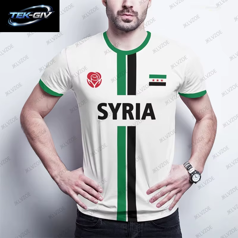 Sommer Neue Syrien Fußball Jersey Männer Frauen Sport T-Shirts Straße Fußball Uniformen Casual Syrische Flagge Grafik Übergroßen Kinder Tops