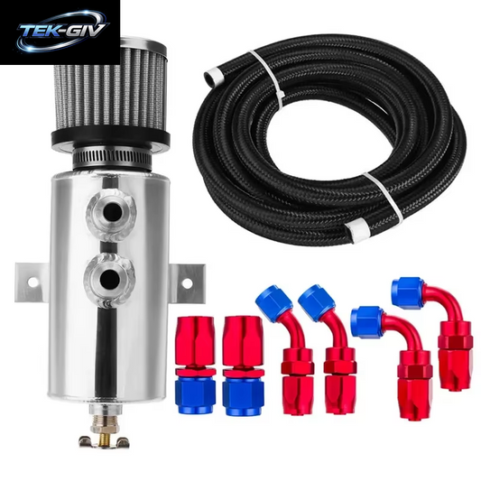 Universelle 0,75 L Aluminium Verblüfft Motoröl Fangdose Reservoir Tank Set Entlüftung Filter Abfluss 3M An10 Kraftstoffs Ch Lauch Anschlüsse
